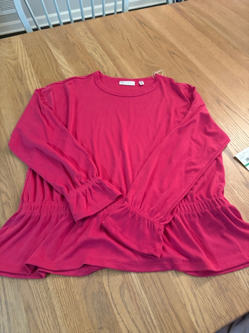 Bright Pink Long Sleeve Peplum Top